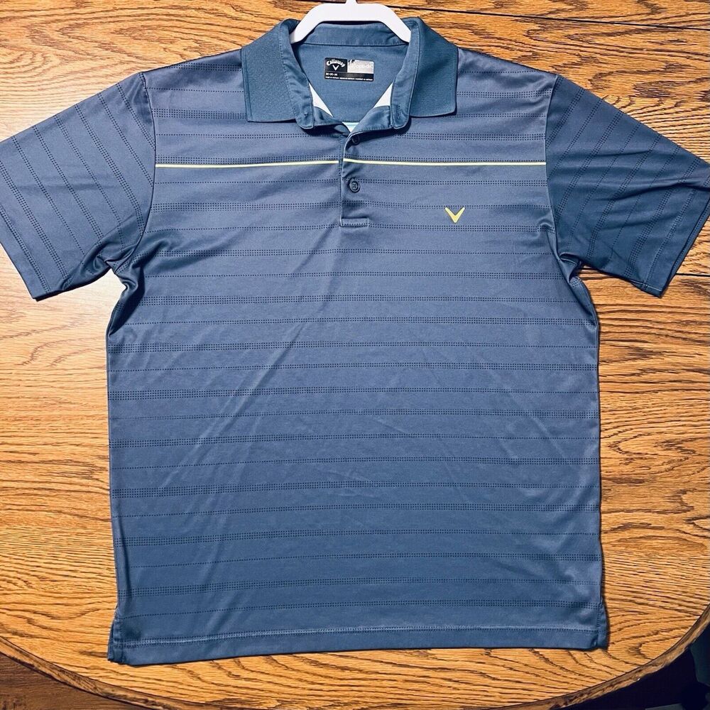 Callaway Golf Polo Shirt Mens Size Medium Opti-Dri Performance Polyester Blue
